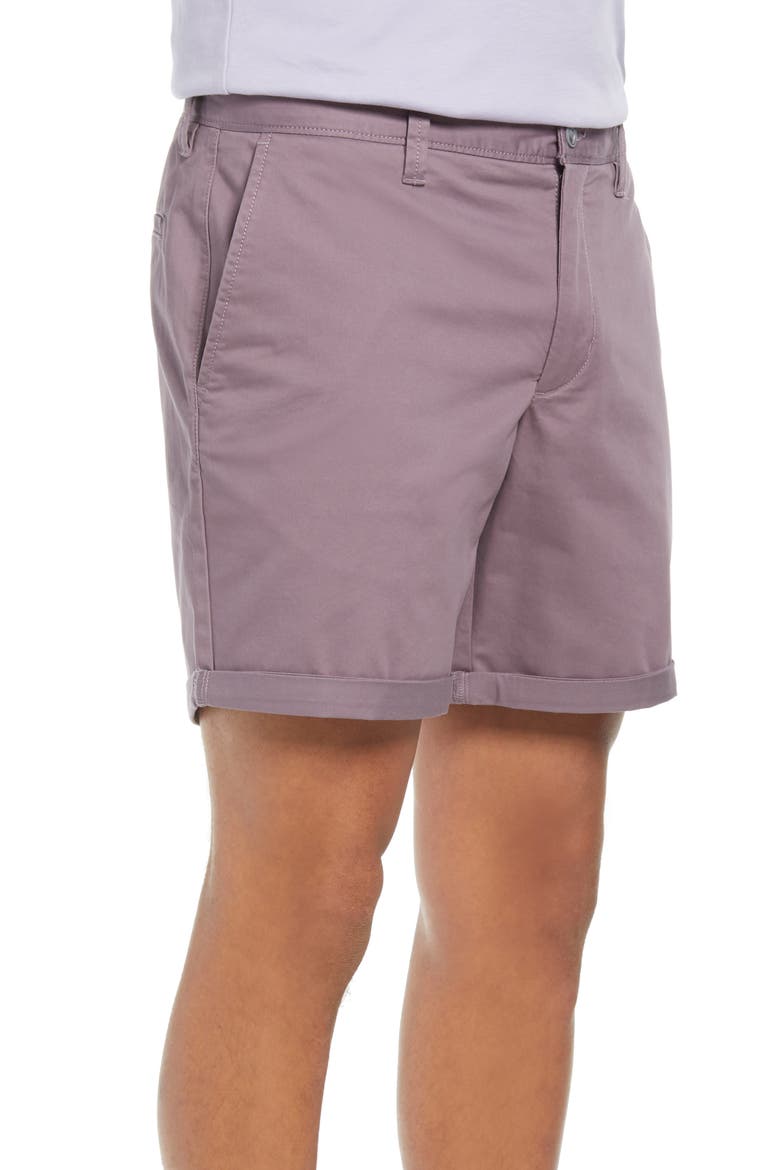 Stretch Cotton Skinny Chino Shorts, Alternate, color, PURPLE OPAL