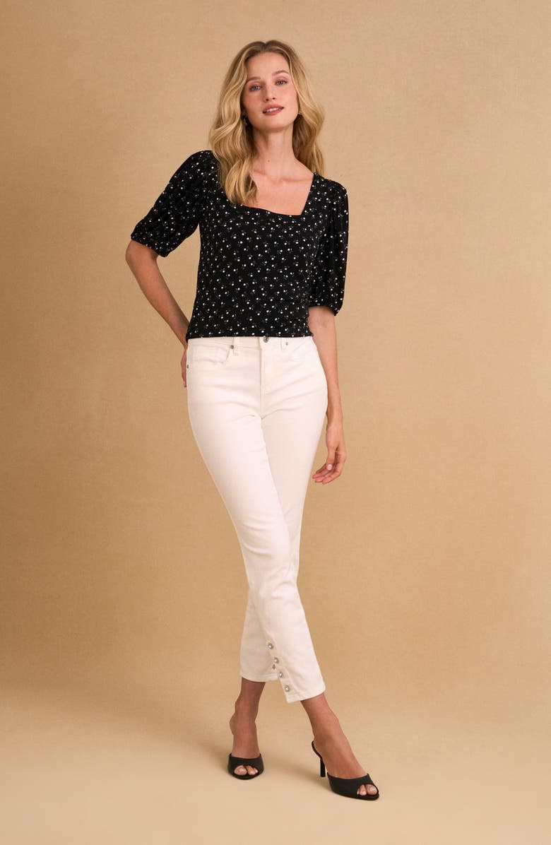 CeCe Floral Square Neck Puff Sleeve Top, Alternate, color, 