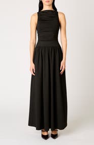 Nia Clea Ruched Sleeveless Drop Waist Maxi Dress