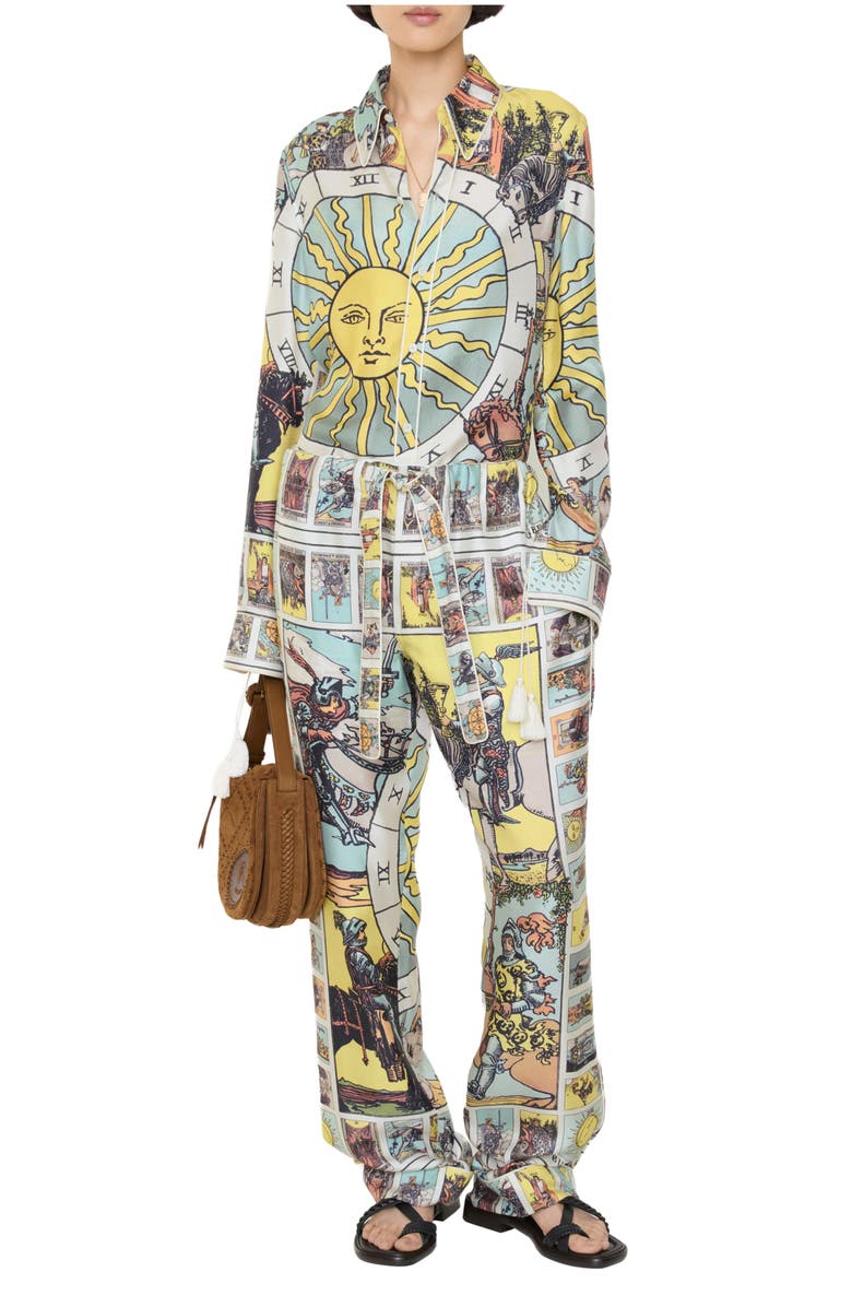 Burberry Tarot Silk Pyjama Trousers, Main, color, Seaside Blue