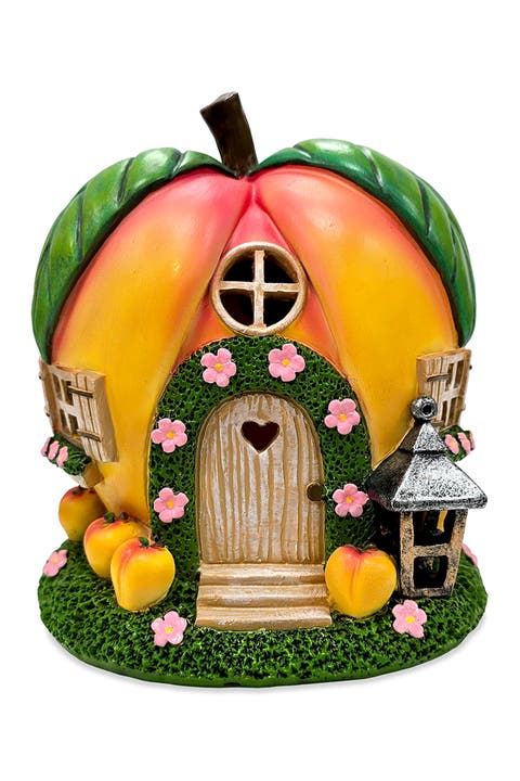 Peach Cottage Solar Lighted Garden Figurine