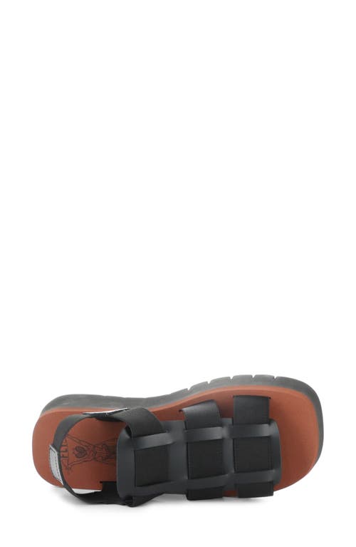 Fly London Samb Platform Wedge Sandal In 000 Black/brick