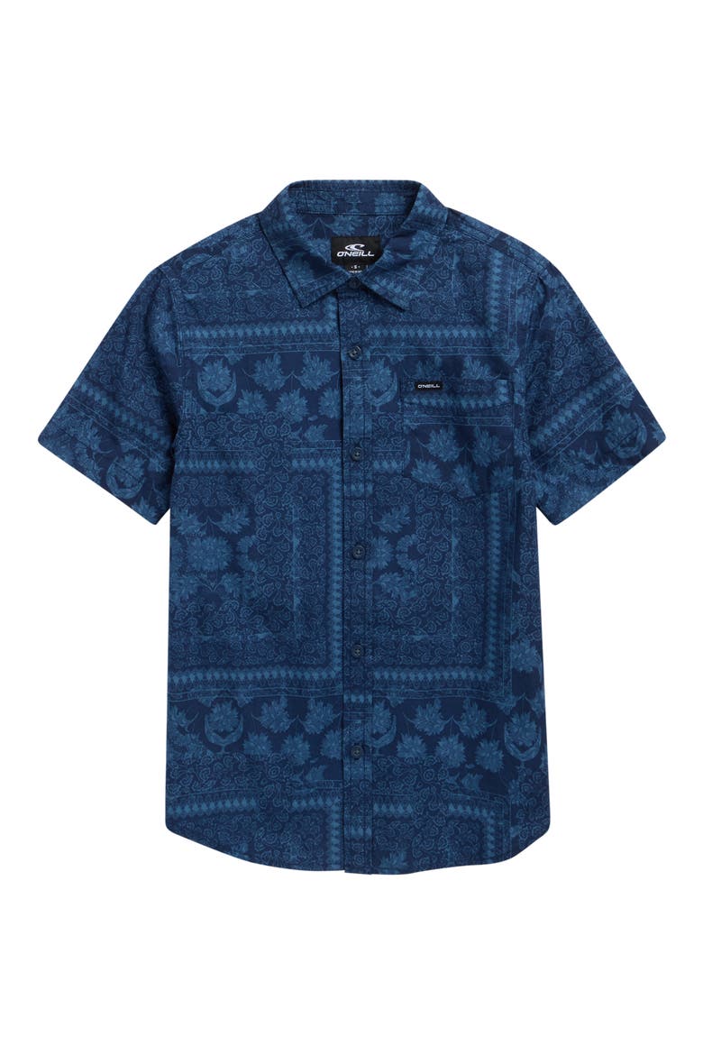 Kids' Terrace Cotton Button-Up Shirt, Main, color, NAVY