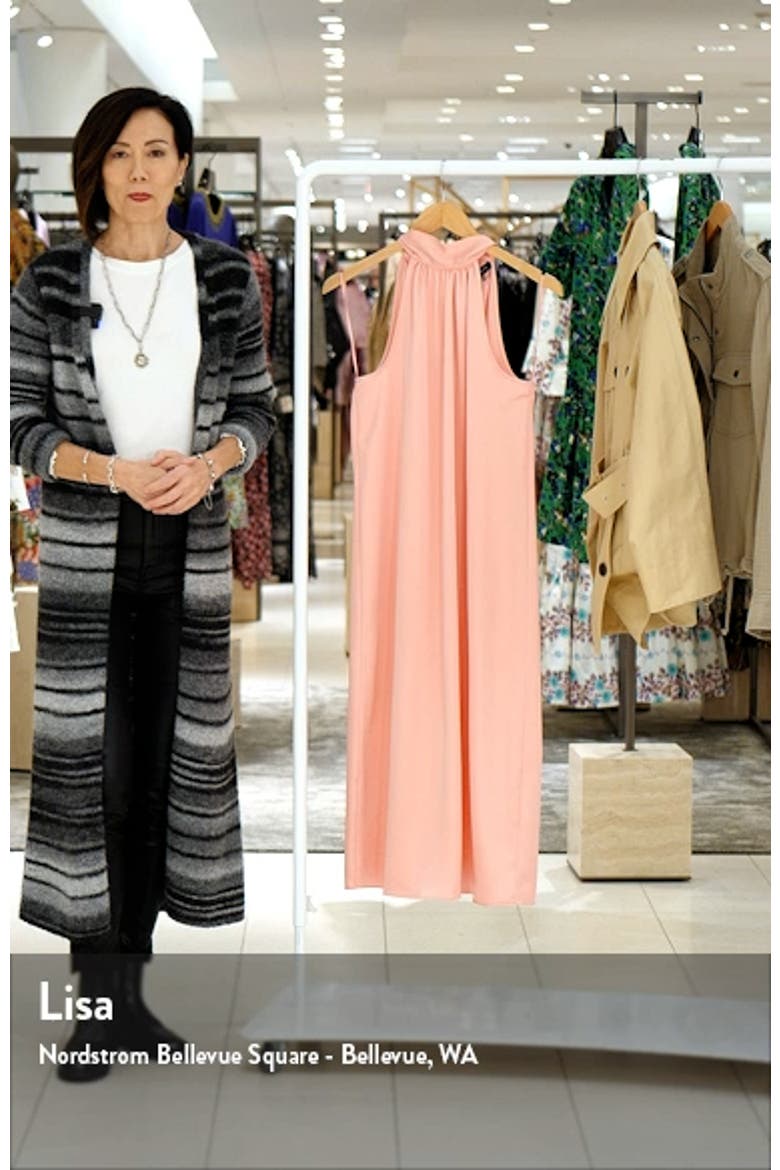 Mock Neck Satin Midi Dress video