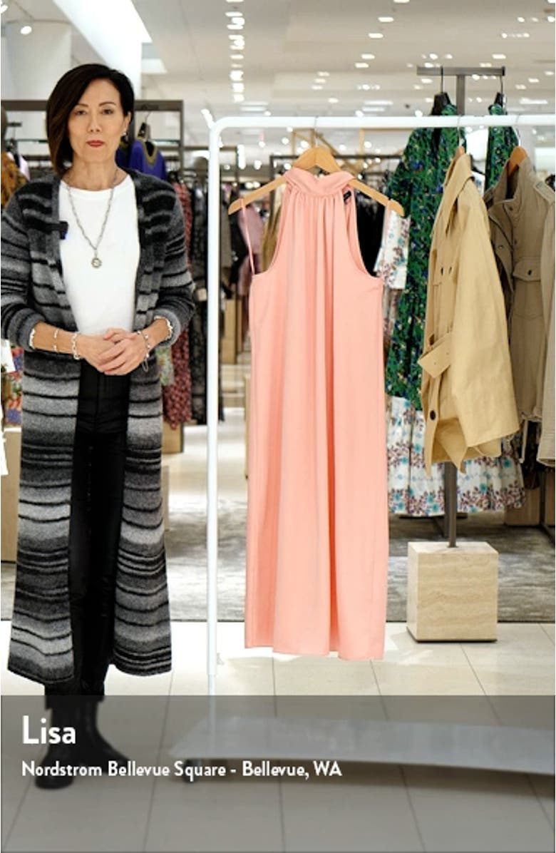 Mock Neck Satin Midi Dress, sales video thumbnail