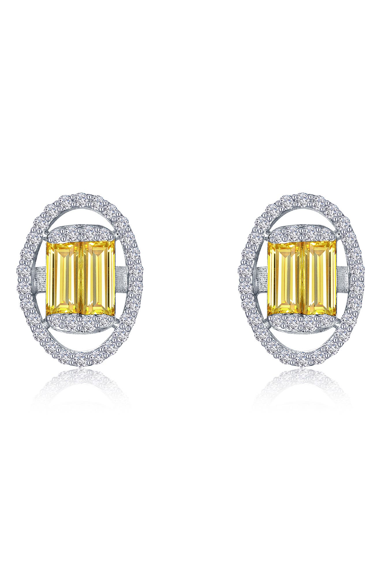 Lafonn Simulated Diamond & Simulated Canary Sapphire Stud Earrings
