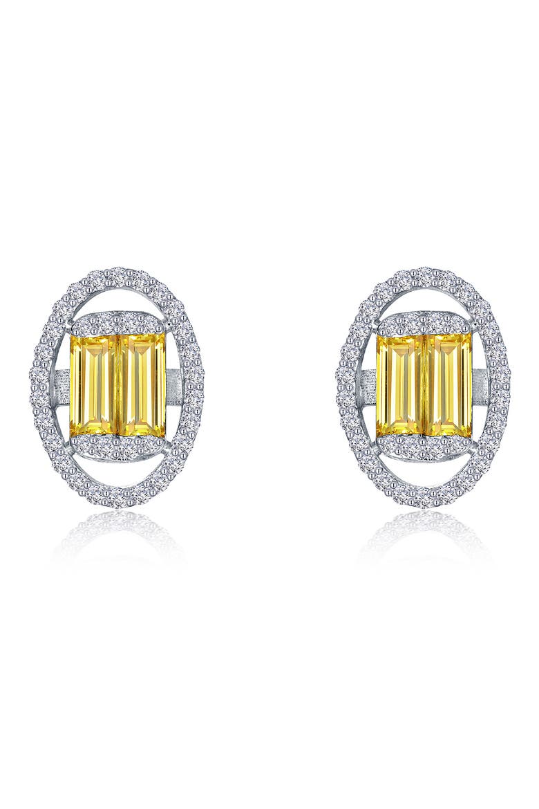 Simulated Diamond & Simulated Canary Sapphire Stud Earrings, Main, color, YELLOW