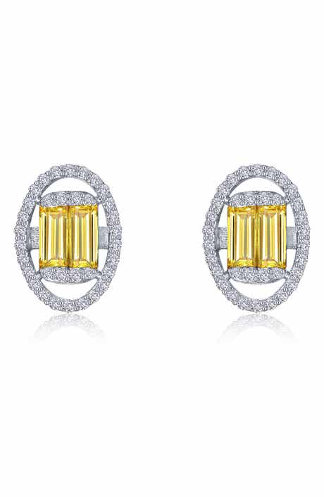 Lafonn Simulated Diamond & Simulated Canary Sapphire Stud Earrings