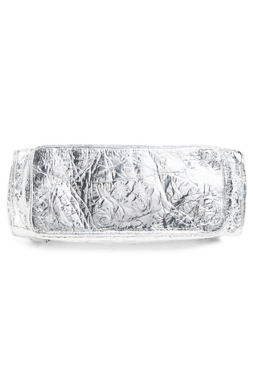 Stella Mccartney Small Dartmoor Crinkled Metallic Faux Leather Shoulder Bag In White