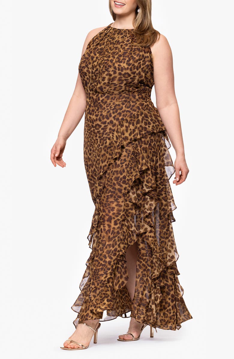 Betsy & Adam Cheetah Print Flutter Dress, Alternate, color, Brown/ Multi