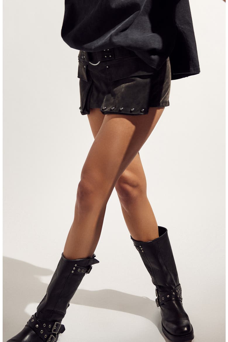Low Rise Faux Suede Micro Miniskort, Alternate, color, BLACK