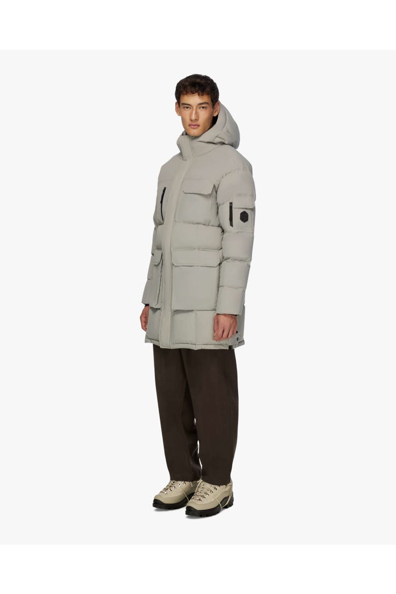 COMPASS | Hooded Recycled Down Winter Jacket, Alternate, color, Ice