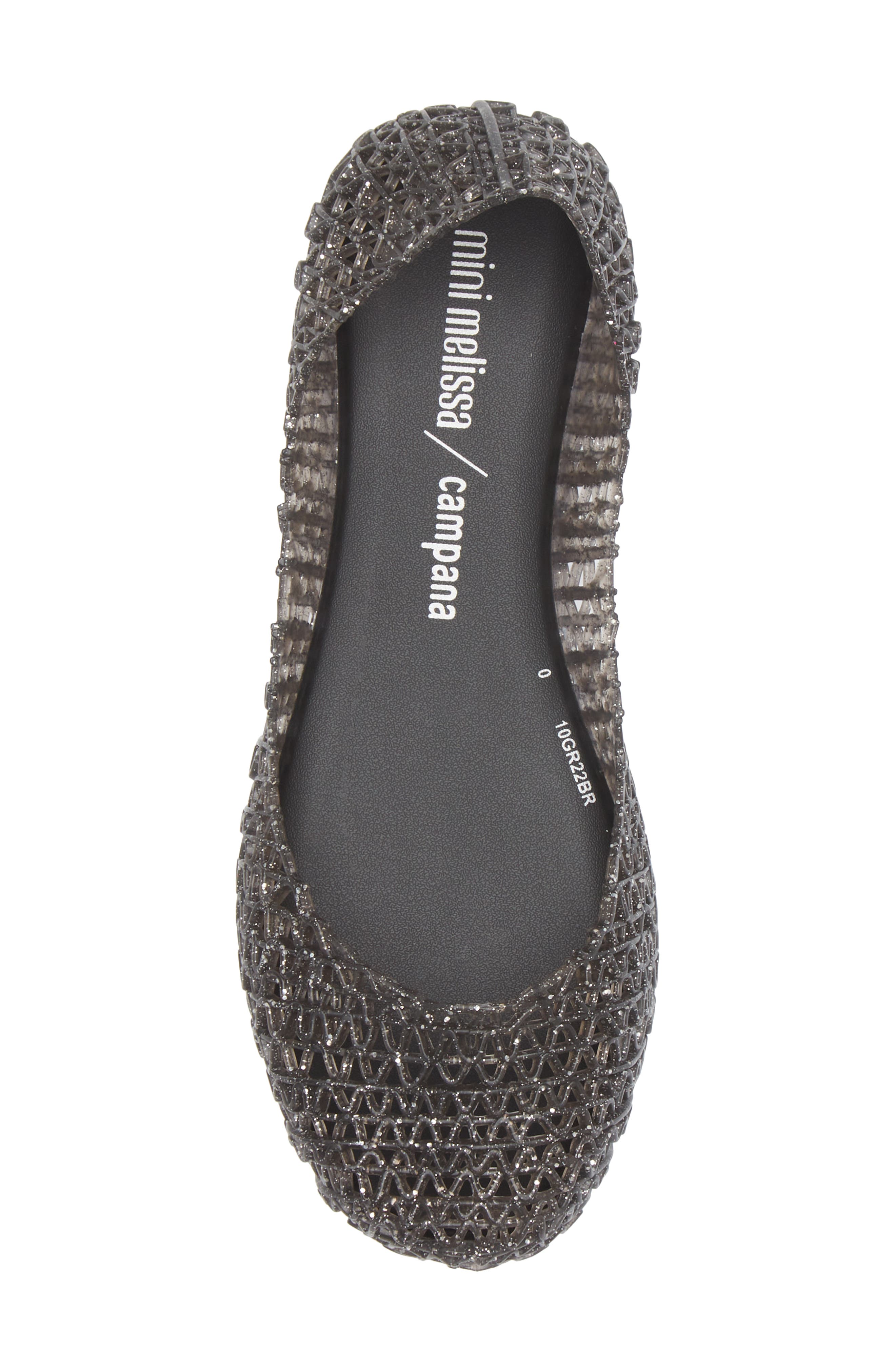 Mini Melissa Campana Zigzag Flat, Alternate, color, Black/Black