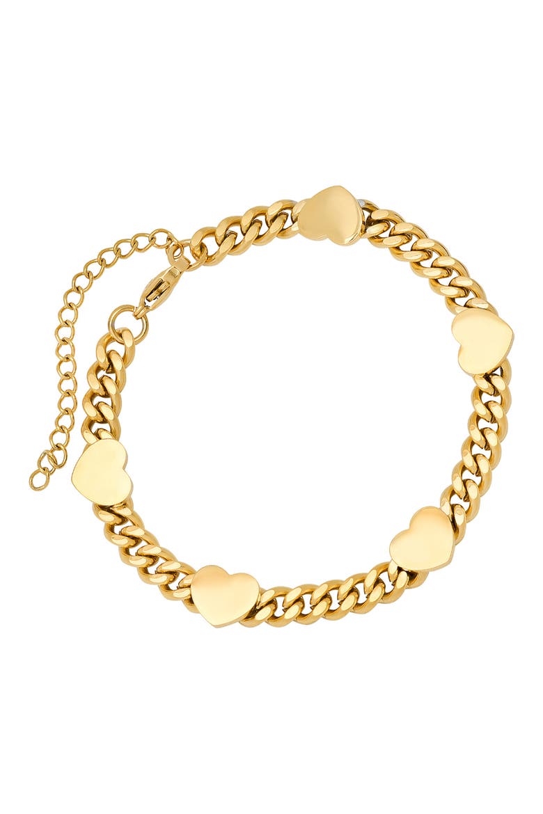 18K Rose Gold Plated Stainless Steel Heart Bracelet, Main, color, YELLOW
