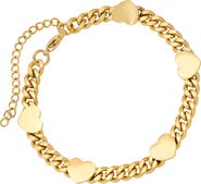 HMY JEWELRY 18K Rose Gold Plated Stainless Steel Heart Bracelet