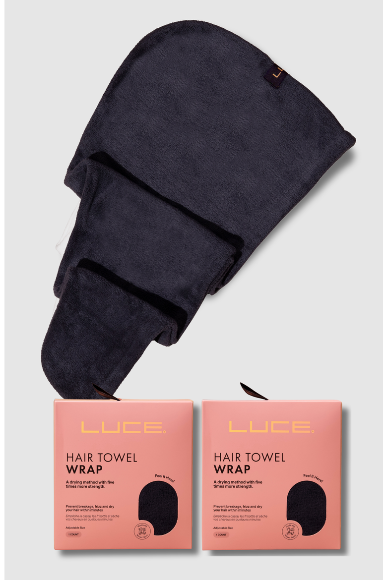 Adjustable Hair Towel Wrap - Eco-Friendly and Ultra-Absorbent, Main, color, BLACK