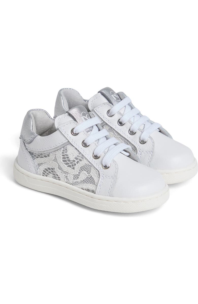NeroGiardini Kids' Floral Mesh Sneaker, Main, color, White