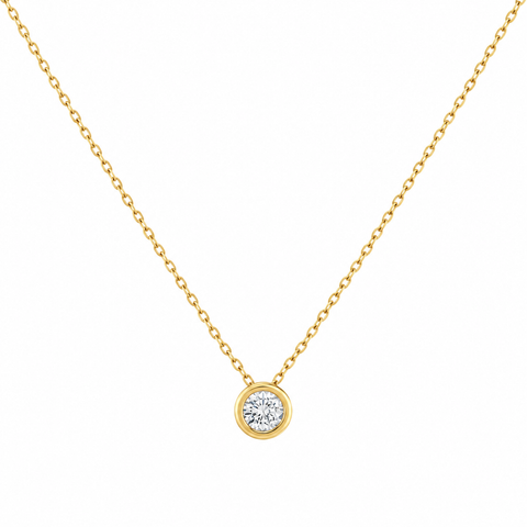 1/4ct Diamond Bezel Pendant Solitaire Necklace 14k Gold Lab Grown