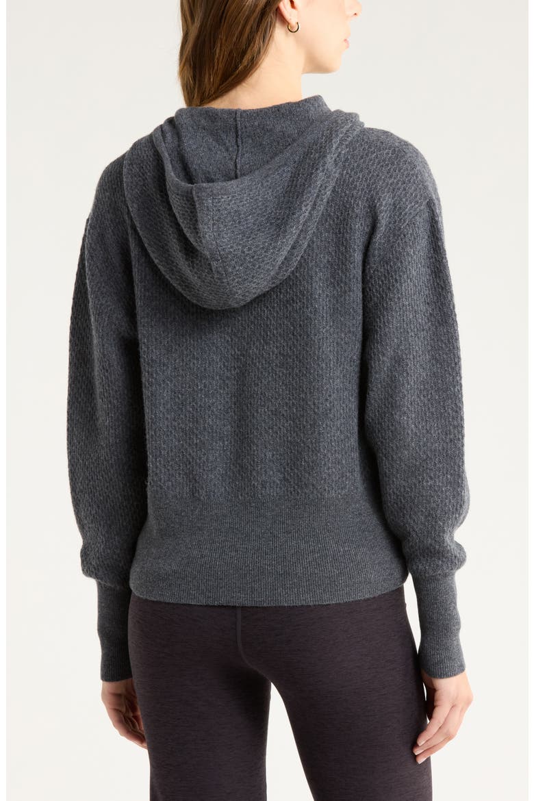Wool & Cashmere Zip Front Hoodie, Alternate, color, GREY DARK CHARCOAL HEATHER