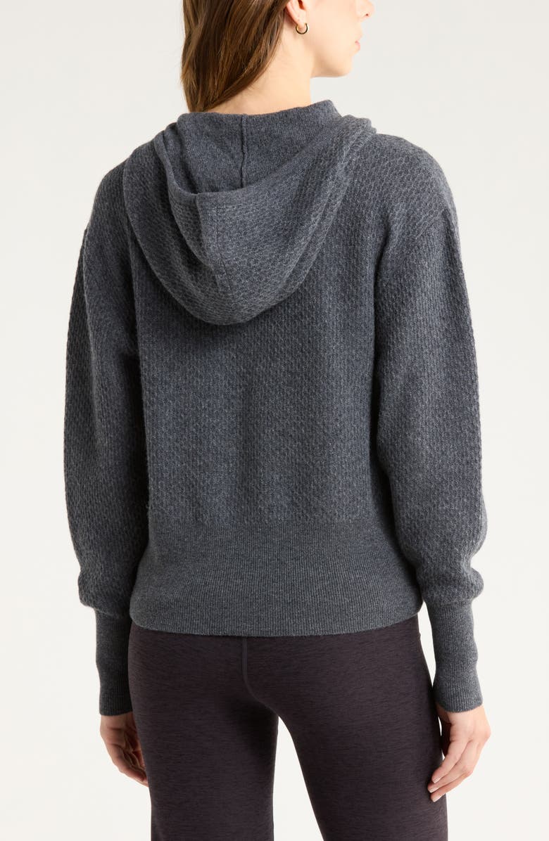 Zella Wool & Cashmere Zip Front Hoodie, Alternate, color, Grey Dark Charcoal Heather