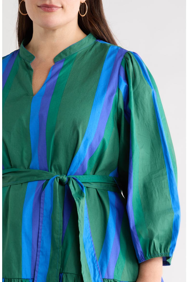 Dolary Stripe Tie Waist Dress, Alternate, color, EMERALD-BLUES