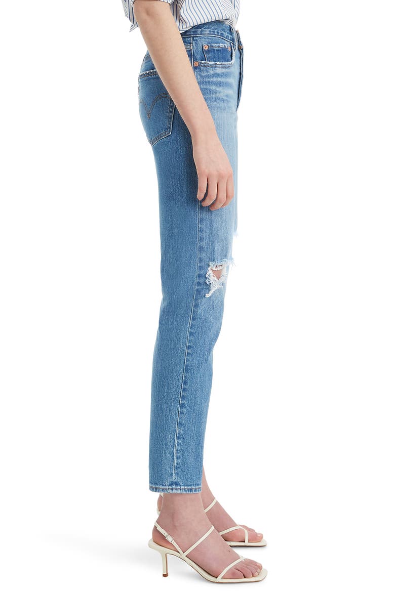 Levi's® Wedgie Icon Fit Ripped Straight Leg Jeans, Alternate, color, CHARLESTON BREEZE