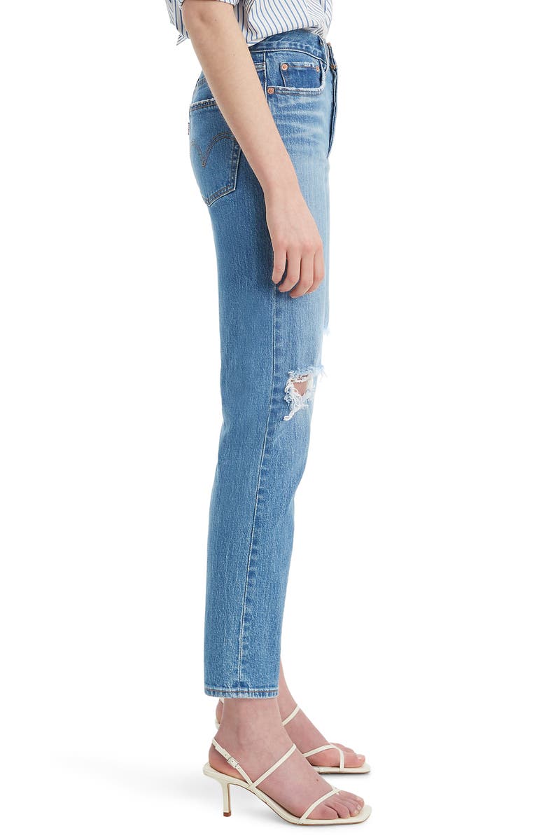 Levi's<sup>®</sup> Wedgie Icon Fit Ripped Straight Leg Jeans, Alternate, color,