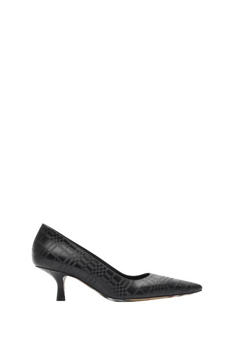 Check Leather Dame Low Pumps