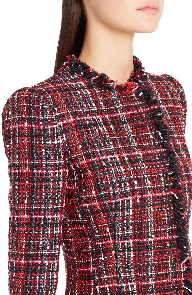 McQueen Alexander McQueen Frayed Artisan Tweed Jacket, Alternate, color, 