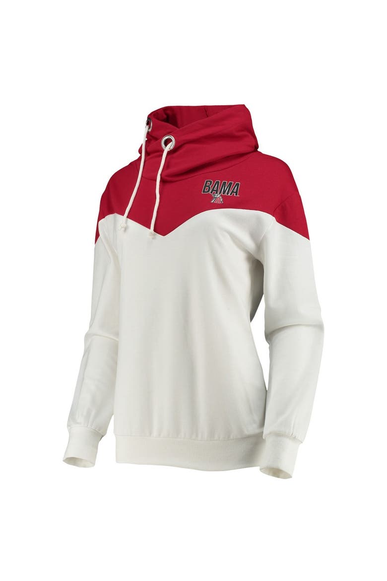 Women's Gameday Couture White/Crimson Alabama Crimson Tide Old School Arrow Blocked Cowl Neck Tri-Blend Pullover Hoodie, Alternate, color, White