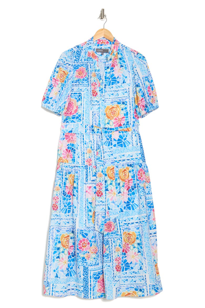 Floral Puff Sleeve Tiered Maxi Dress, Alternate, color, BLUE MULTI