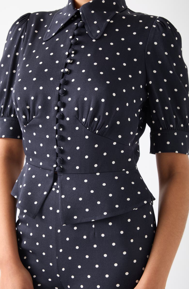 LK Bennett Elsie Dot Crop Shirt, Alternate, color, 
