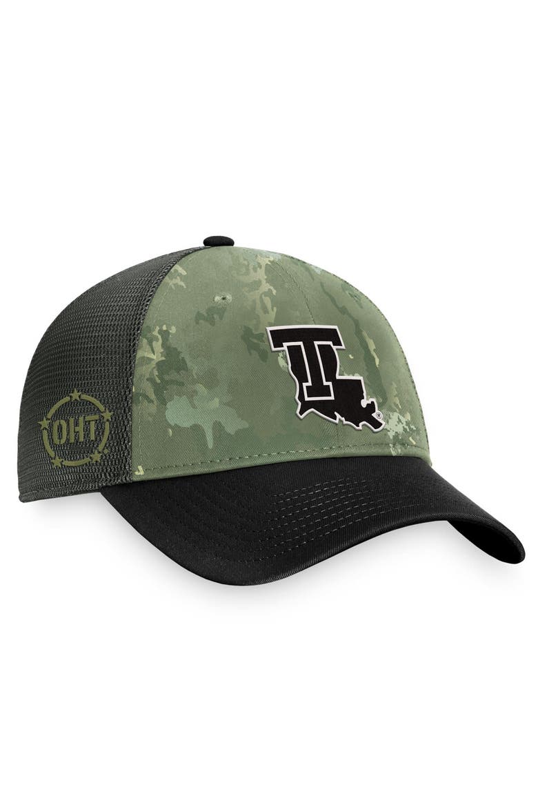 Men's Top of the World Hunter Green/Gray Louisiana Tech Bulldogs OHT Military Appreciation Unit Trucker Adjustable Hat, Main, color, Hunter Green
