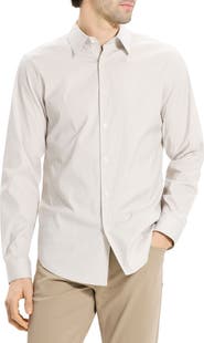 Theory Sylvian Pinstripe Stretch Cotton & Nylon Button-Up Shirt