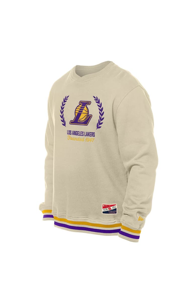 New Era Men's New Era White Los Angeles Lakers Throwback Vintage Pullover Sweatshirt, Alternate, color,