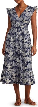 vineyard vines Ruffle Hem Cotton Stretch Poplin Dress