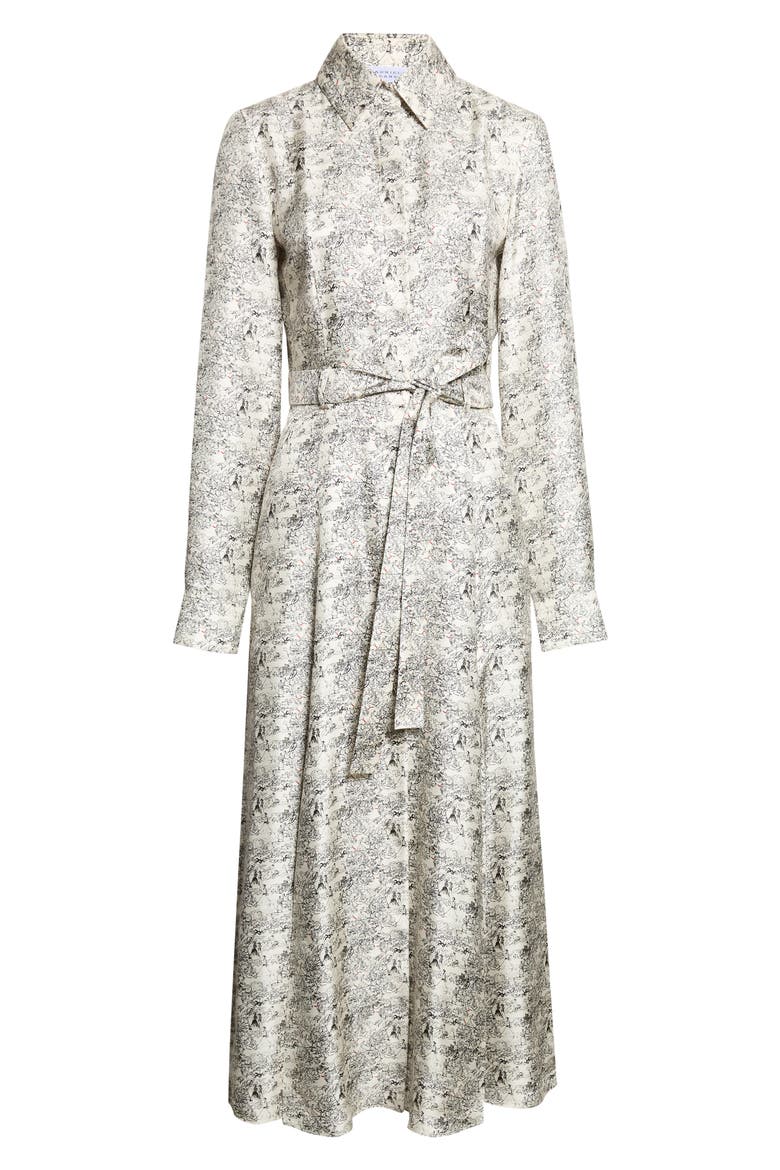 Galway Long Sleeve Silk Shirtdress, Alternate, color, IVORY MULTI