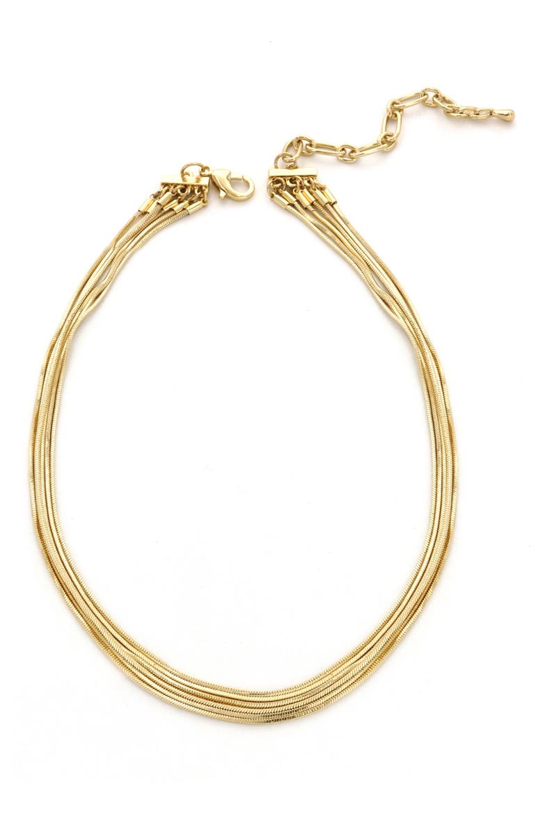 Multirow Snake Chain Necklace, Main, color, GOLD