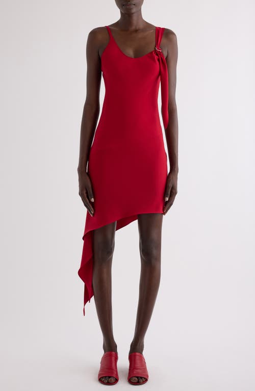 Shop Courrèges Knot Crepe Asymmetric Minidress In Ruby