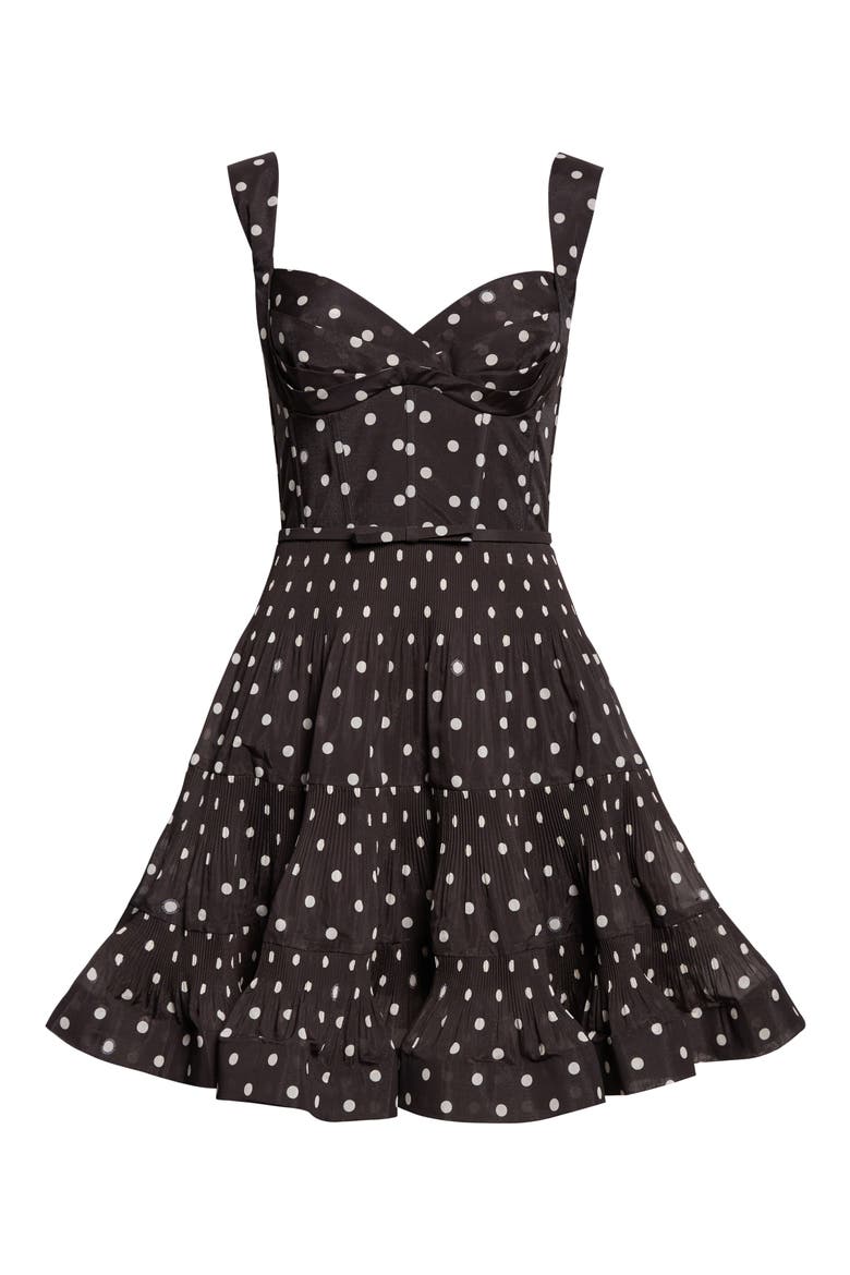 Kindred Spirit Pleated Draped Minidress, Alternate, color, BLACK DOT