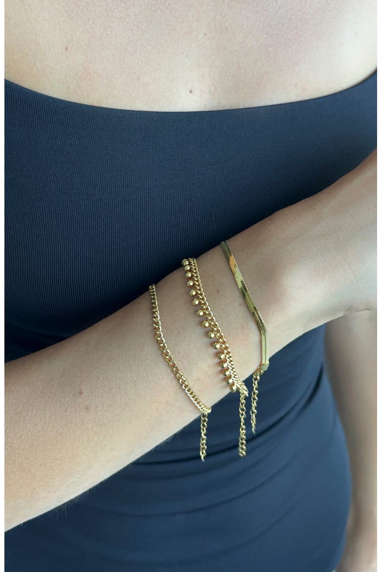 18k Gold Plated Set of 4 Chain Bracelets, Alternate, color, GOLD