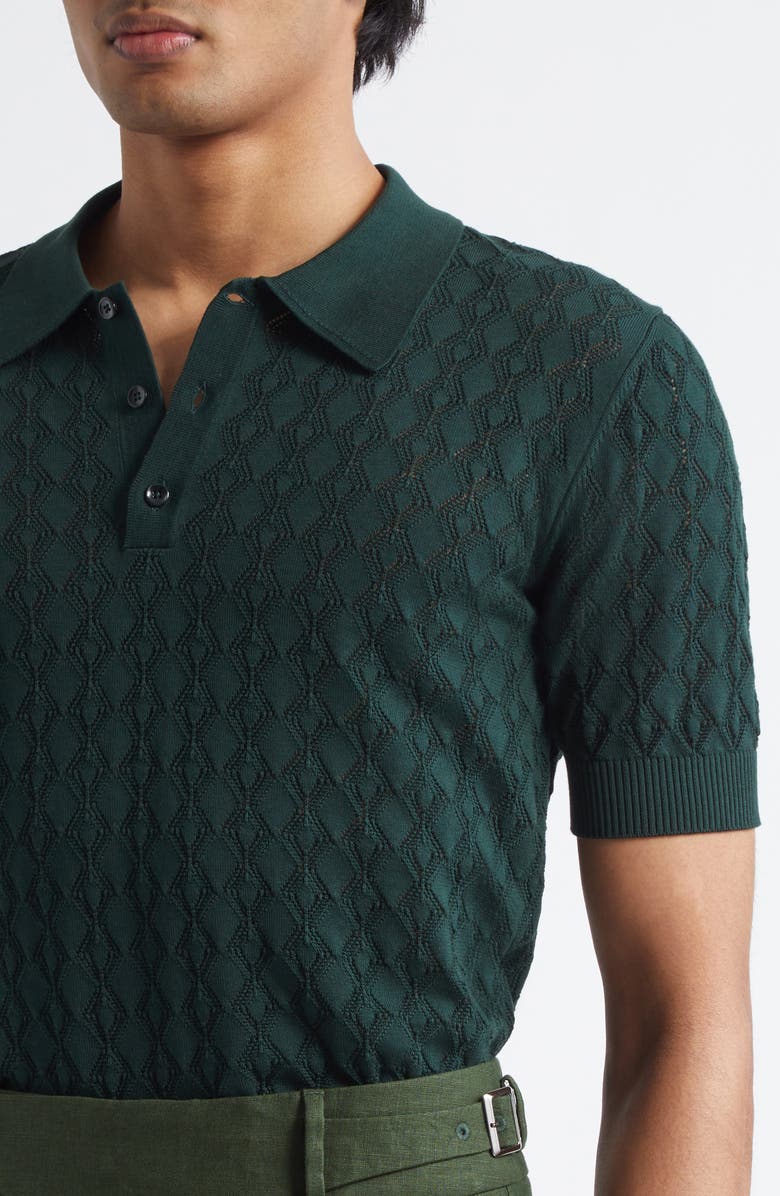 Dolce&Gabbana Openwork Polo Sweater, Alternate, color, V7312 Dark Green