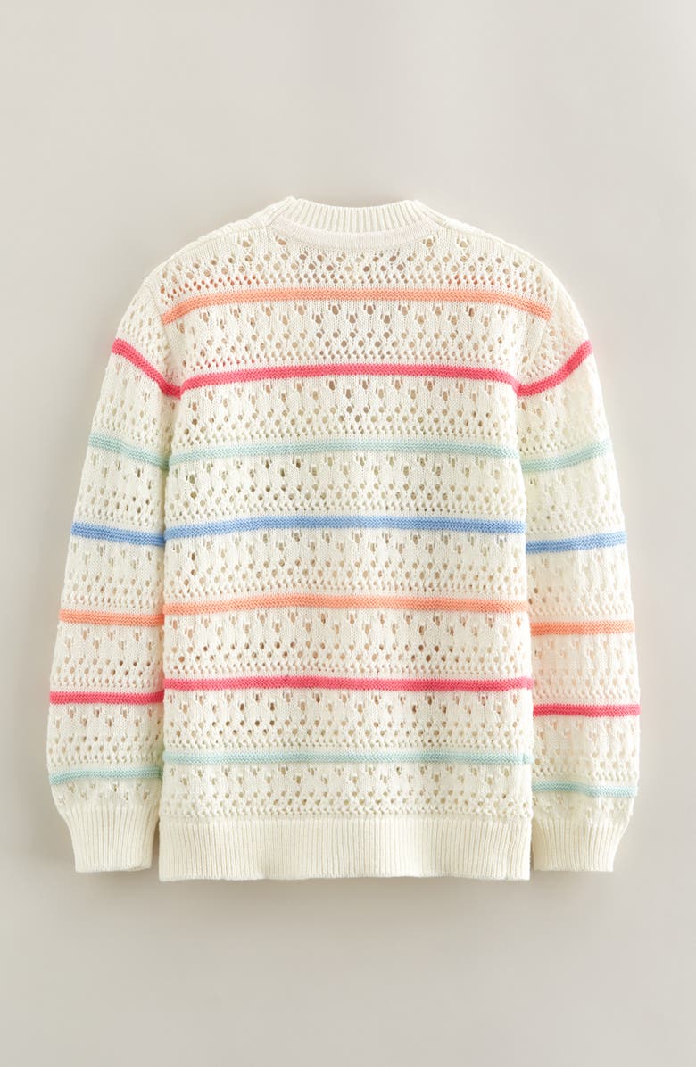 Tucker + Tate Kids' Stripe Open Stitch Cotton Cardigan, Alternate, color, Ivory Egret Multi Stripes