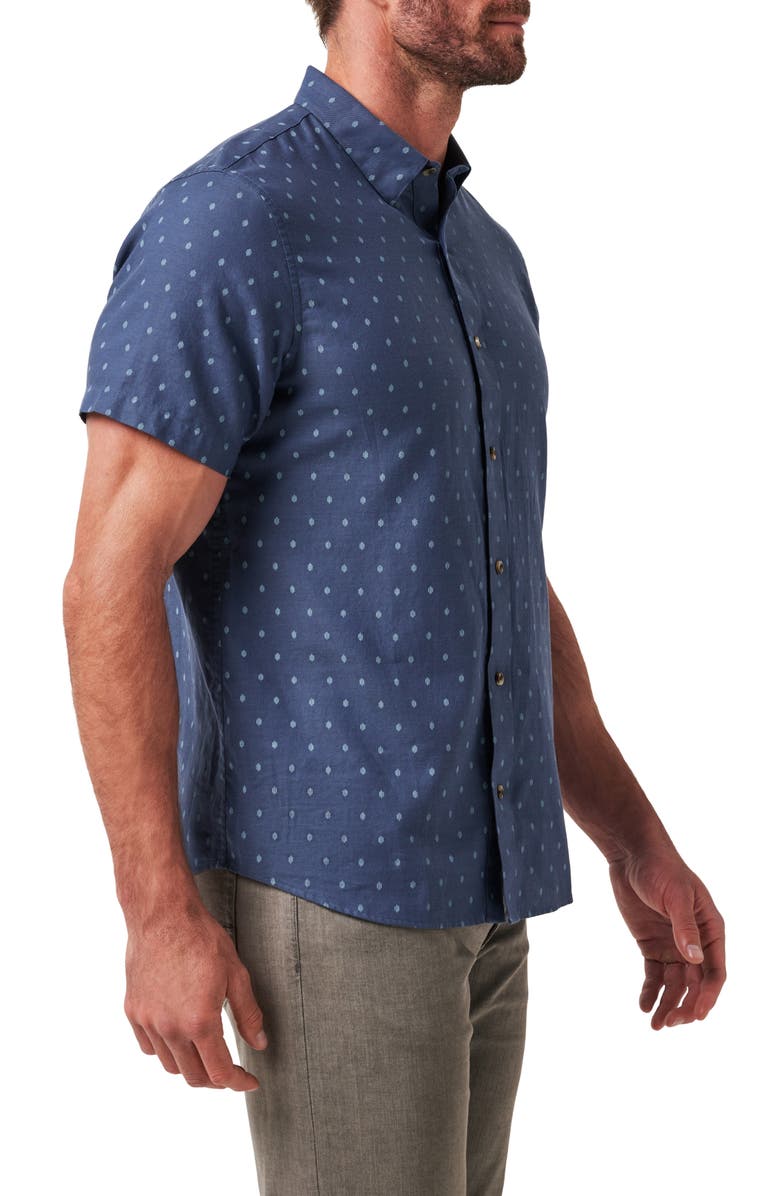 TravisMathew Early Check In Cotton Button-Up Shirt, Alternate, color, Mood Indigo/ Vintage Indigo
