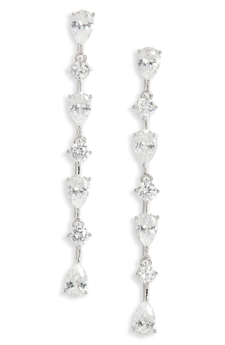 Nordstrom Cubic Zirconia Linear Drop Earrings, Main, color,