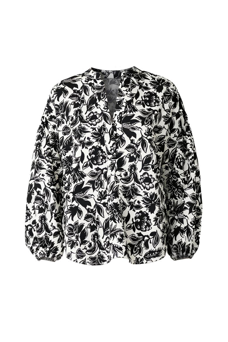 Keaton Shirt with lantern sleeves Floral, Main, color, Black/White