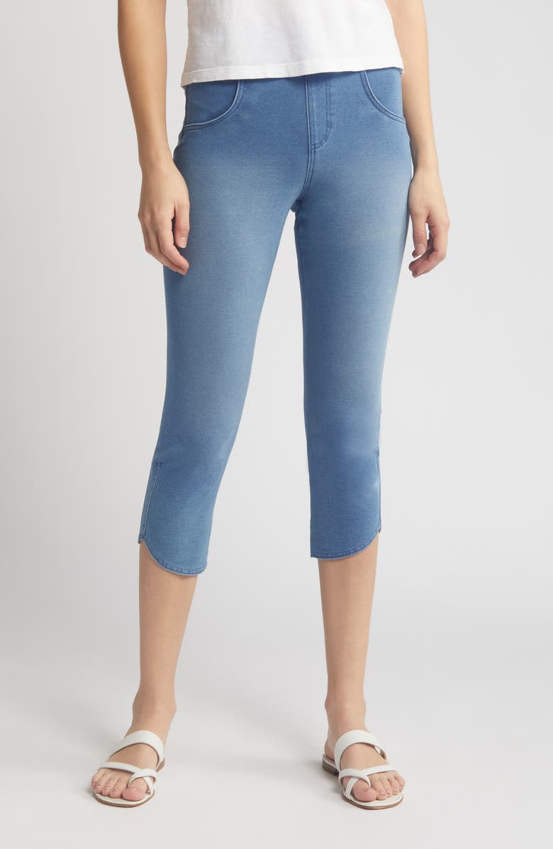Hue Game Changing Crop Leggings, Main, color, Classic Light Wash