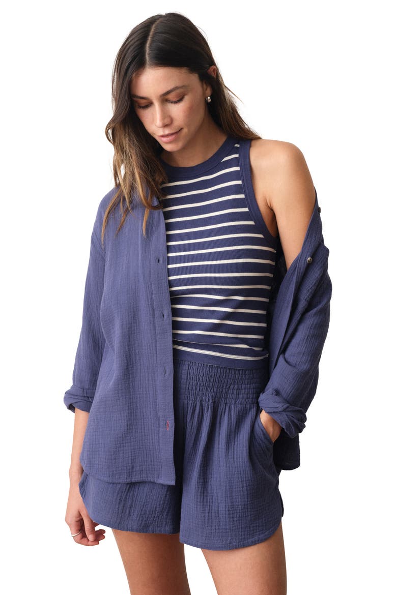 Isla Pull-On Double Cloth Shorts, Alternate, color, BAY BLUE