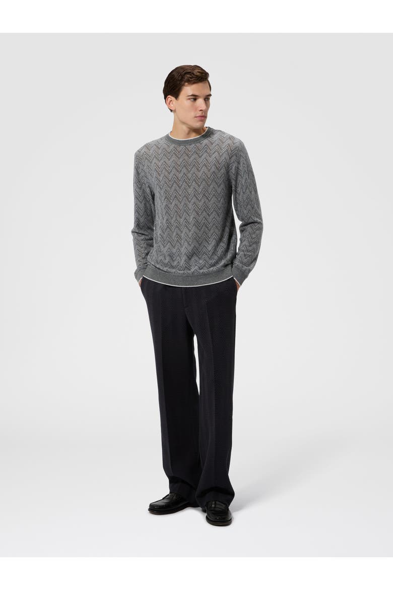 Long-sleeve Cashmere Zig Zag Sweater, Alternate, color, Grey
