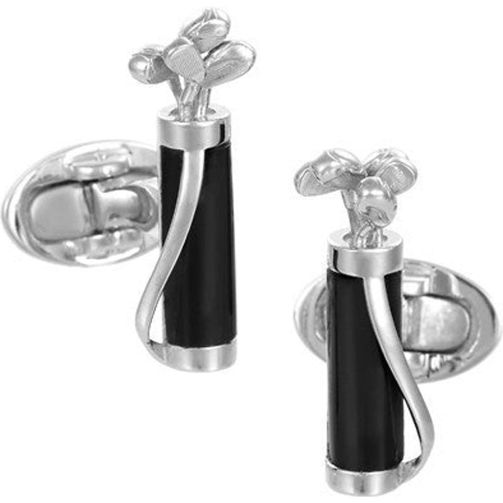 Jan Leslie Golf Bag And Clubs Gemstone Sterling Cufflinks In Black